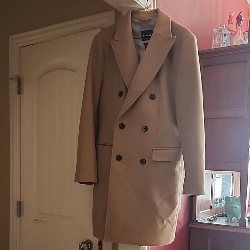 Lardini Men's Tan Double-Breasted Coat